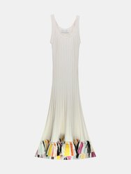 Oscar De La Renta Women's White Multi Sleeveless Silk Midi Dress - S - White Multi