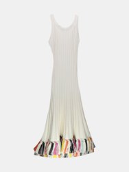 Oscar De La Renta Women's White Multi Sleeveless Silk Midi Dress - S