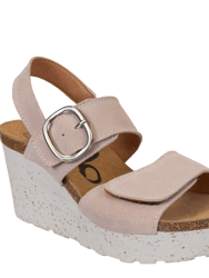 Peasant Wedge Sandals - Rosette