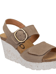 Peasant Wedge Sandals - Greige