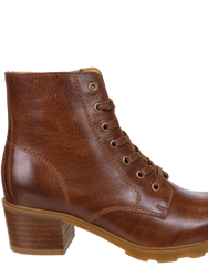 Arc Heeled Ankle Boots - Brown Leather