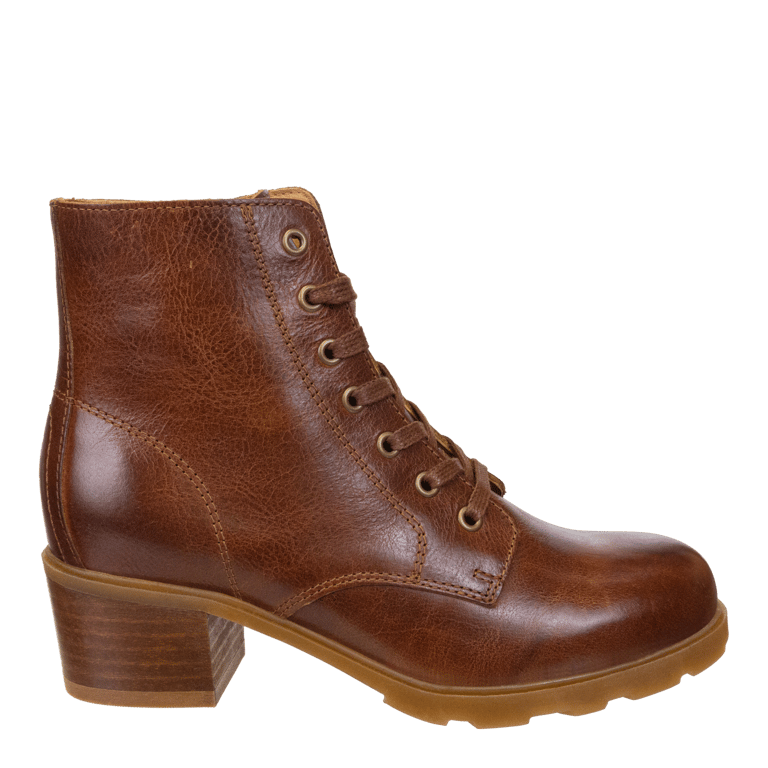 Arc Heeled Ankle Boots - Brown Leather