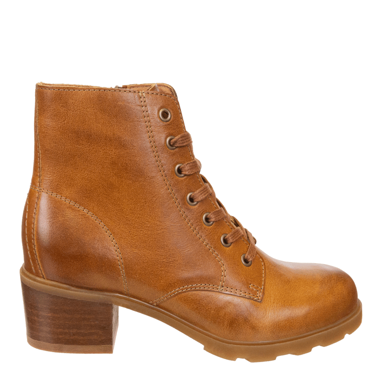 Arc Heeled Ankle Boots - Camel Leather