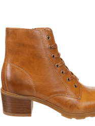 Arc Heeled Ankle Boots - Camel Leather