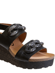Fair Isle Wedge Sandals - Black
