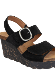 Peasant Wedge Sandals - Black