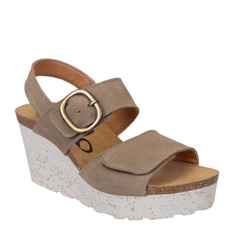 Peasant Wedge Sandals - Greige