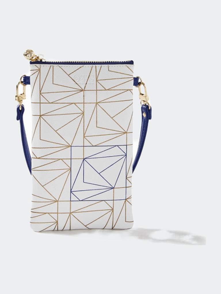 #1 Keaton Geo Navy Bag - White/Print