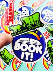 Eighties Kids Sticker 3 Pack Including Book It! - Reading Rainbow - Oregon Trail Vintage Designs From 1980s 1990s, Eighties Stickers