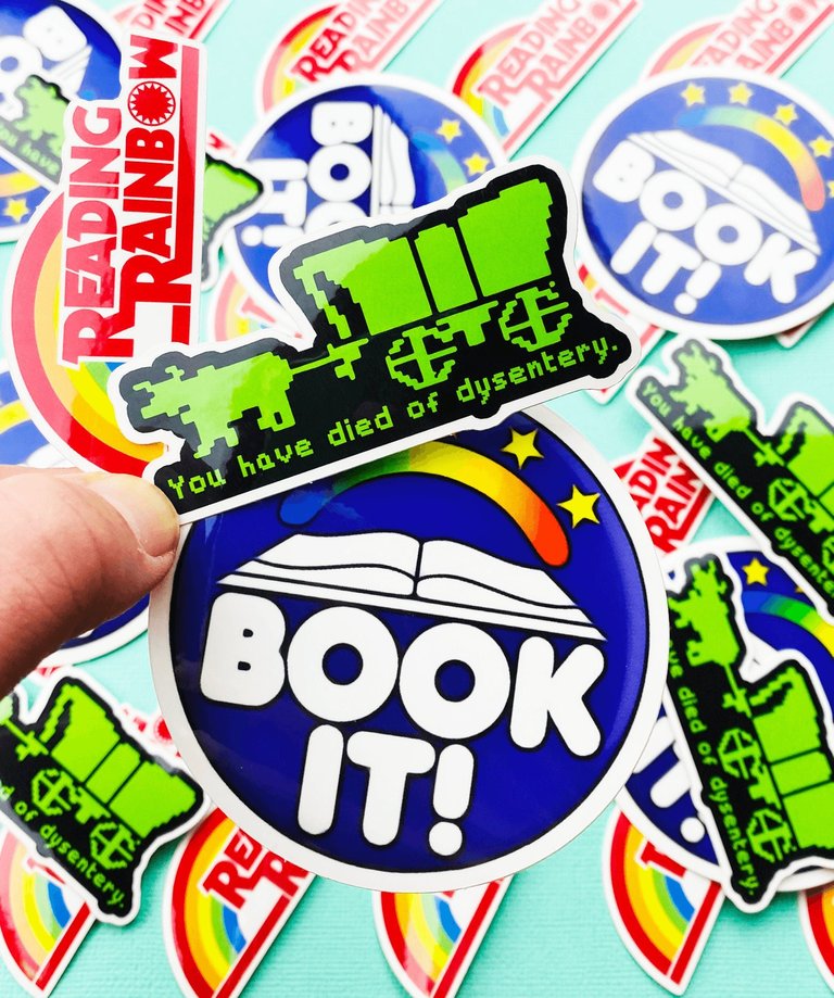 Eighties Kids Sticker 3 Pack Including Book It! - Reading Rainbow - Oregon Trail Vintage Designs From 1980s 1990s, Eighties Stickers