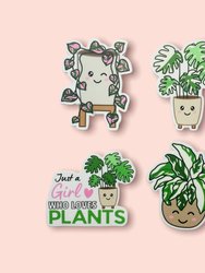 Plant Mama Sticker Pack (4 Pack) Variegated Plants, Monstera, Pink Princess Philodendron, Girl Who Loves Plants