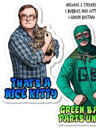 Trailer Park Boys Bubbles Sticker Pack (2 Pack) Bubbles & Green Bastard Stickers, Official Trailer Park Boys Merchandise, Stickers For Men