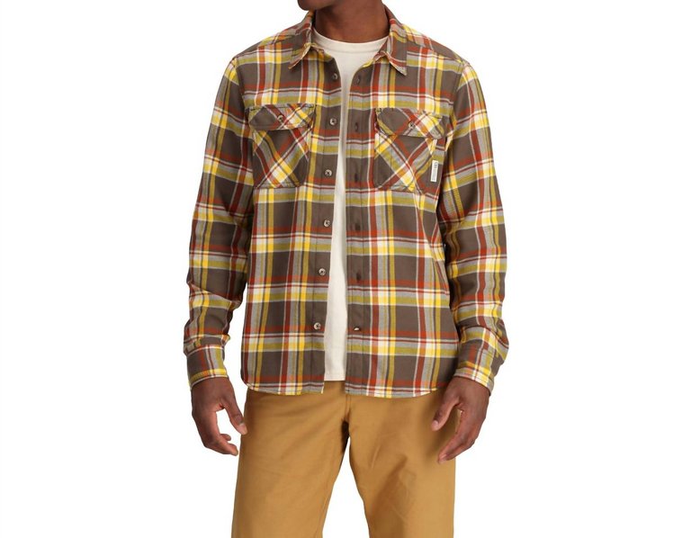 Feedback Flannel Twill Shirt In Hickory Plaid