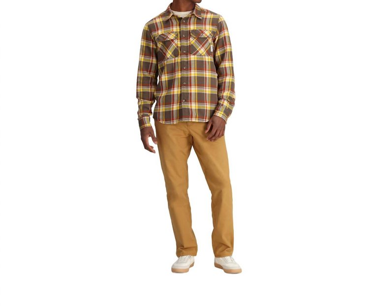 Feedback Flannel Twill Shirt In Hickory Plaid - Hickory Plaid