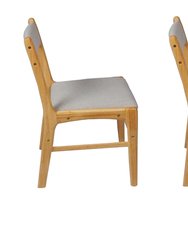 Cara Grey Rubber Wood Fabric Dining Chair With Brown Leg - Set Of 2