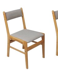 Cara Grey Rubber Wood Fabric Dining Chair With Brown Leg - Set Of 2