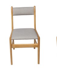 Cara Grey Rubber Wood Fabric Dining Chair With Brown Leg - Set Of 2 - Light Grey