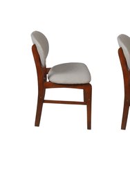 Lily Grey Rubber Wood Fabric Dining Chair With Brown Leg Set of 2