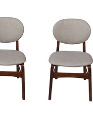 Lily Grey Rubber Wood Fabric Dining Chair With Brown Leg Set of 2 - Grey
