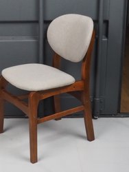 Lily Grey Rubber Wood Fabric Dining Chair With Brown Leg Set of 2