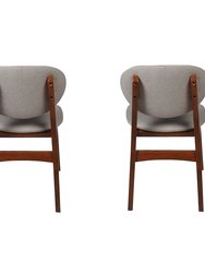 Lily Grey Rubber Wood Fabric Dining Chair With Brown Leg Set of 2
