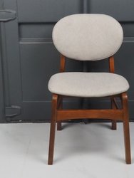 Lily Grey Rubber Wood Fabric Dining Chair With Brown Leg Set of 2