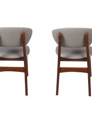 LilyB Rubber Wood Fabric Dining Chair With Espresso Leg Set of 2