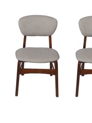 LilyB Rubber Wood Fabric Dining Chair With Espresso Leg Set of 2 - Grey