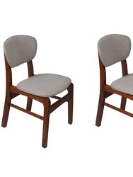 LilyB Rubber Wood Fabric Dining Chair With Espresso Leg Set of 2