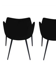 Lingo Harmony Black Upholstered Dining Chair With Conic Legs Set of 2