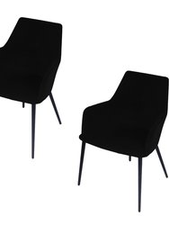 Lingo Harmony Black Upholstered Dining Chair With Conic Legs Set of 2