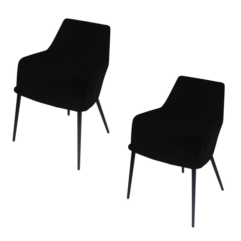 Lingo Harmony Black Upholstered Dining Chair With Conic Legs Set of 2