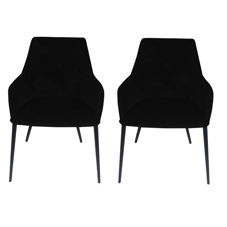 Lingo Harmony Black Upholstered Dining Chair With Conic Legs Set of 2 - Black