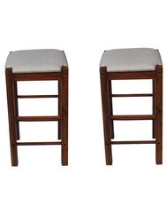 Matthis 25 in. Backless Wood Frame Bar Stool With Fabric Seat Set of 2