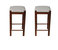 Matthis 25 in. Backless Wood Frame Bar Stool With Fabric Seat Set of 2 - Light Grey