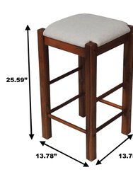 Matthis 25 in. Backless Wood Frame Bar Stool With Fabric Seat Set of 2