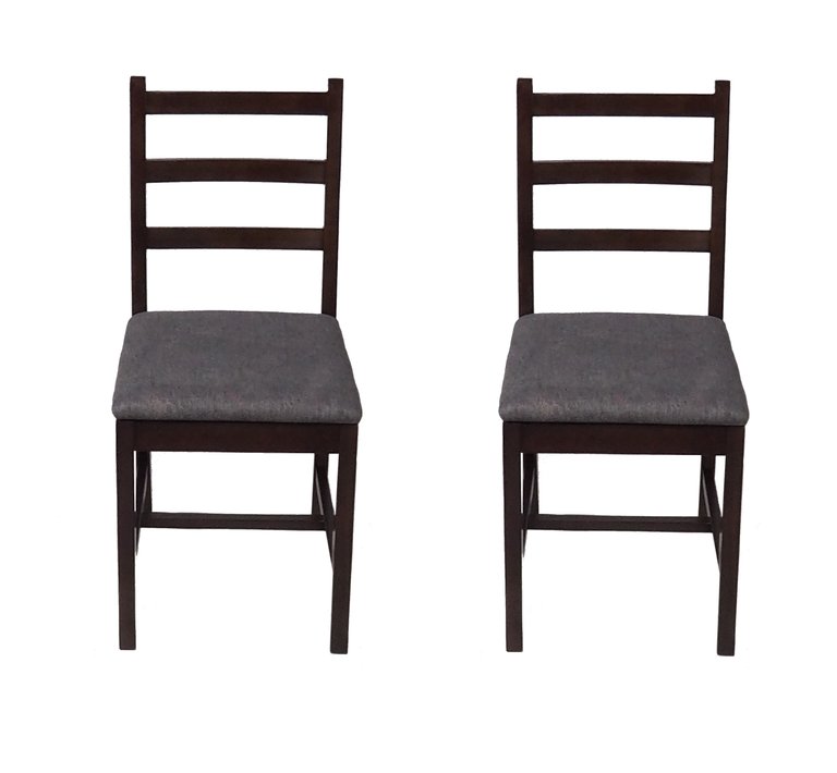 Mia Wood Fabric Dining Chair With Espresso Leg (Set Of 2) - Dark Grey