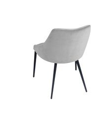 Pitch Harmony Light Grey Velvet Upholstered Dining Chair With Conic Legs