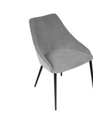 Pitch Harmony Light Grey Velvet Upholstered Dining Chair With Conic Legs