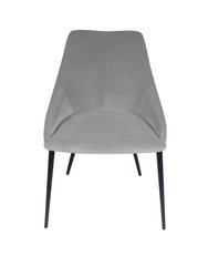 Pitch Harmony Light Grey Velvet Upholstered Dining Chair With Conic Legs - Light Grey