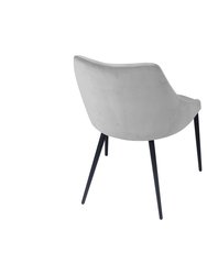 Pitch Harmony Light Grey Velvet Upholstered Dining Chair With Conic Legs