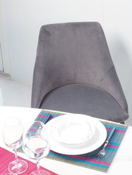 Pitch Harmony Light Grey Velvet Upholstered Dining Chair With Conic Legs