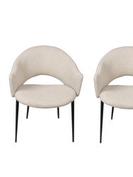 Puff Paste Harmony Ivory Upholstery Dining Chair With Conic Legs - Set Of 2 - Ivory