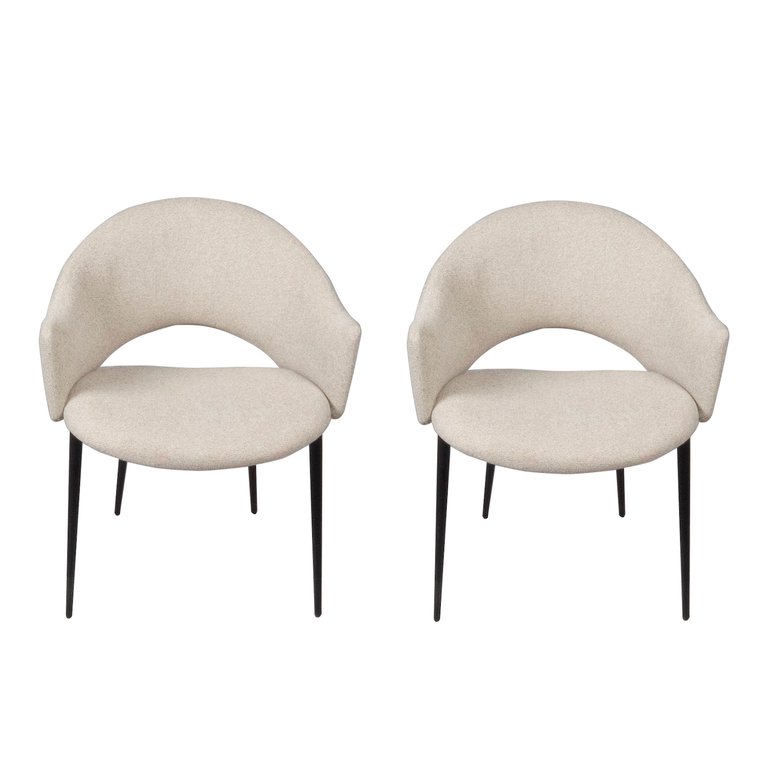 Puff Paste Harmony Ivory Upholstery Dining Chair With Conic Legs - Set Of 2 - Ivory