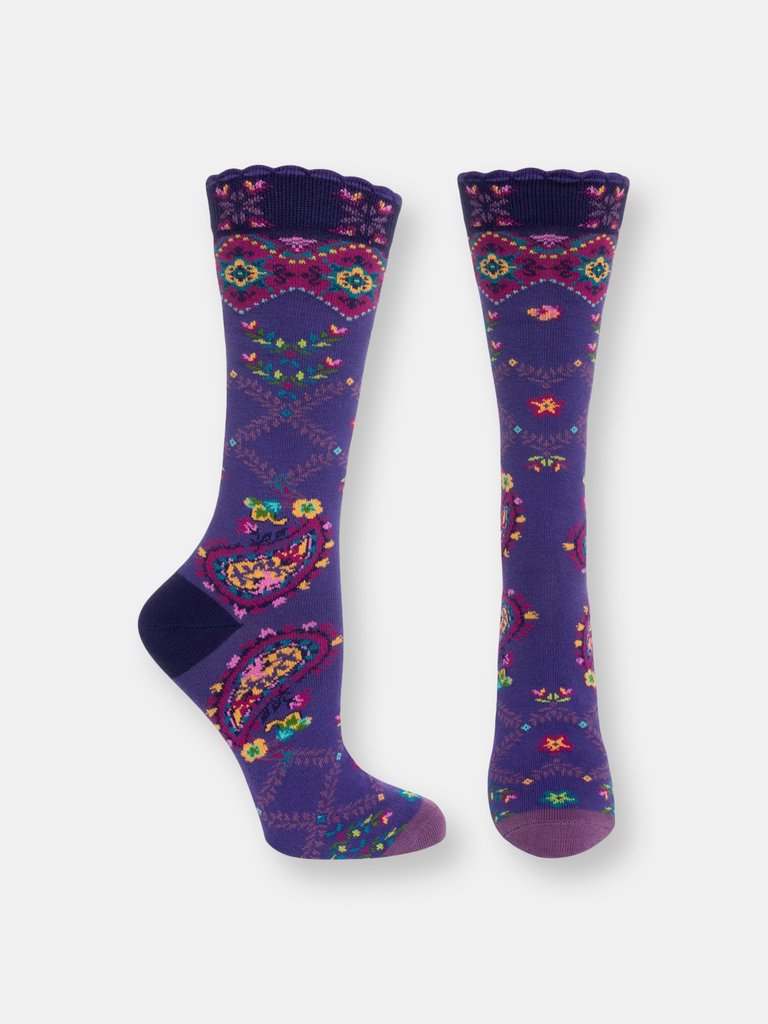 Paisley Posy Sock - Violet