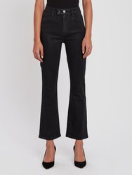 Claudine Double Button Coated Crop Flare Jeans