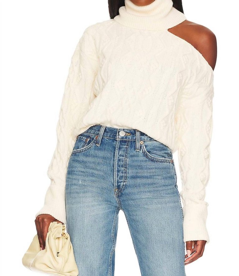 Cropped Cable Knit Raundi Sweater - Ivory