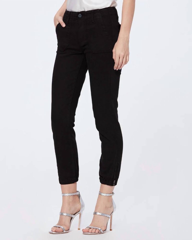 Mayslie Velvet Jogger In Black - Black