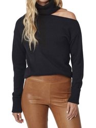Raundi Open Shoulder Sweater In Black - Black