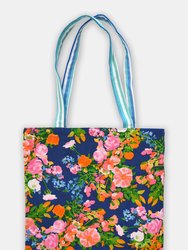 Galaxy Blue Floral Canvas Tote